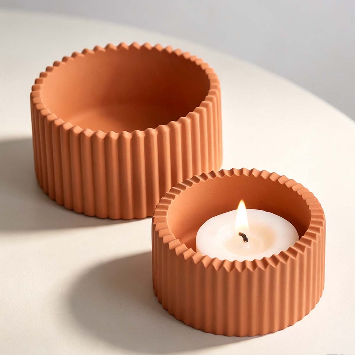 Round Striped Candle Jar Silic - Potsticker Mold review and price