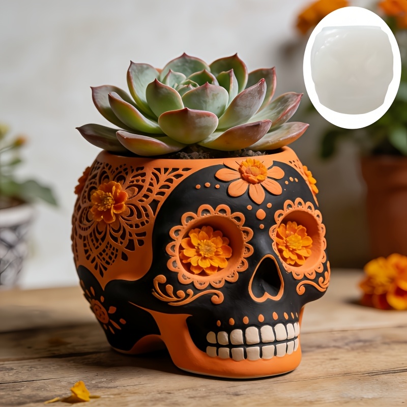 Flower relief skull succulent  - Potsticker Mold review and price