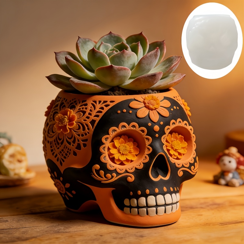 Flower relief skull succulent  - Potsticker Mold review and price